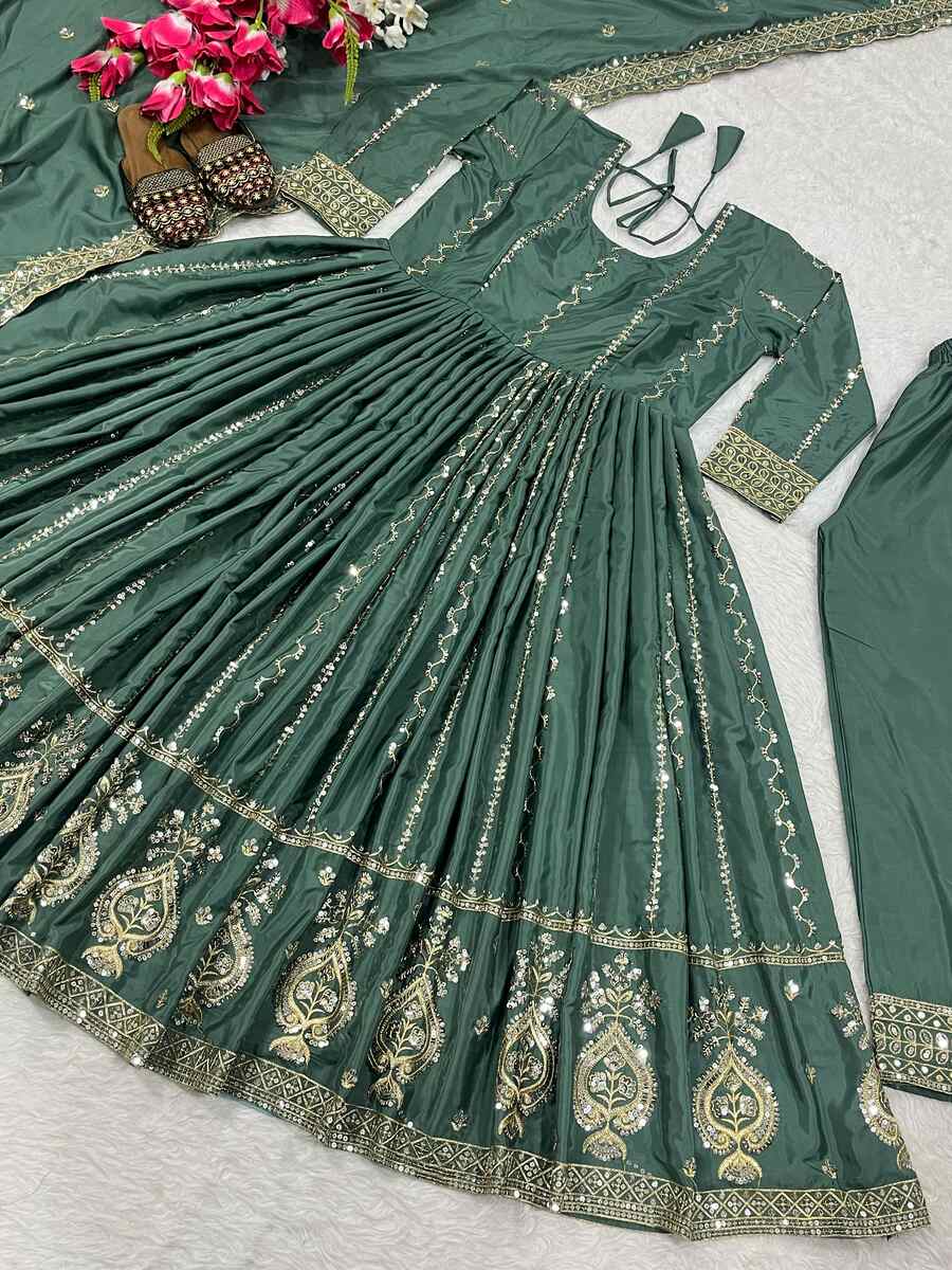 NEW ARRIVAL NATURAL CREPE SEQUENCE AND EMBROIDERY WORK ANARKALI GOWN BOTTOM WITH DUPATTA PARTY WEAR WHOLESALE PRICE ETHNIC GARMENT (6)