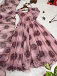 NEW ARRIVAL ORGANZA TABBY SILK DIGITAL PRINT AND HANDWORK ANARKALI GOWN BOTTOM WITH DUPATTA FESTIVE WEAR WHOLESALE PRICE ETHNIC GARMENT (5)