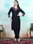 NEW ARRIVAL RAYON CHIKANKARI EMBROIDERY WORK TOP BOTTOM SET BLACK