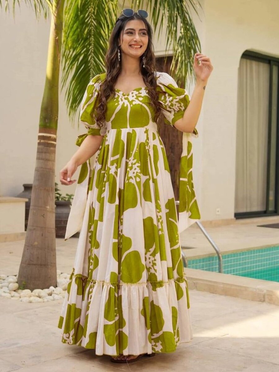 NEW ARRIVAL RAYON DIGITAL PRINTED WORK ONE PEICE DRESS PARTY WEAR WHOLESALE PRICE ETHNIC GARMENT (12)