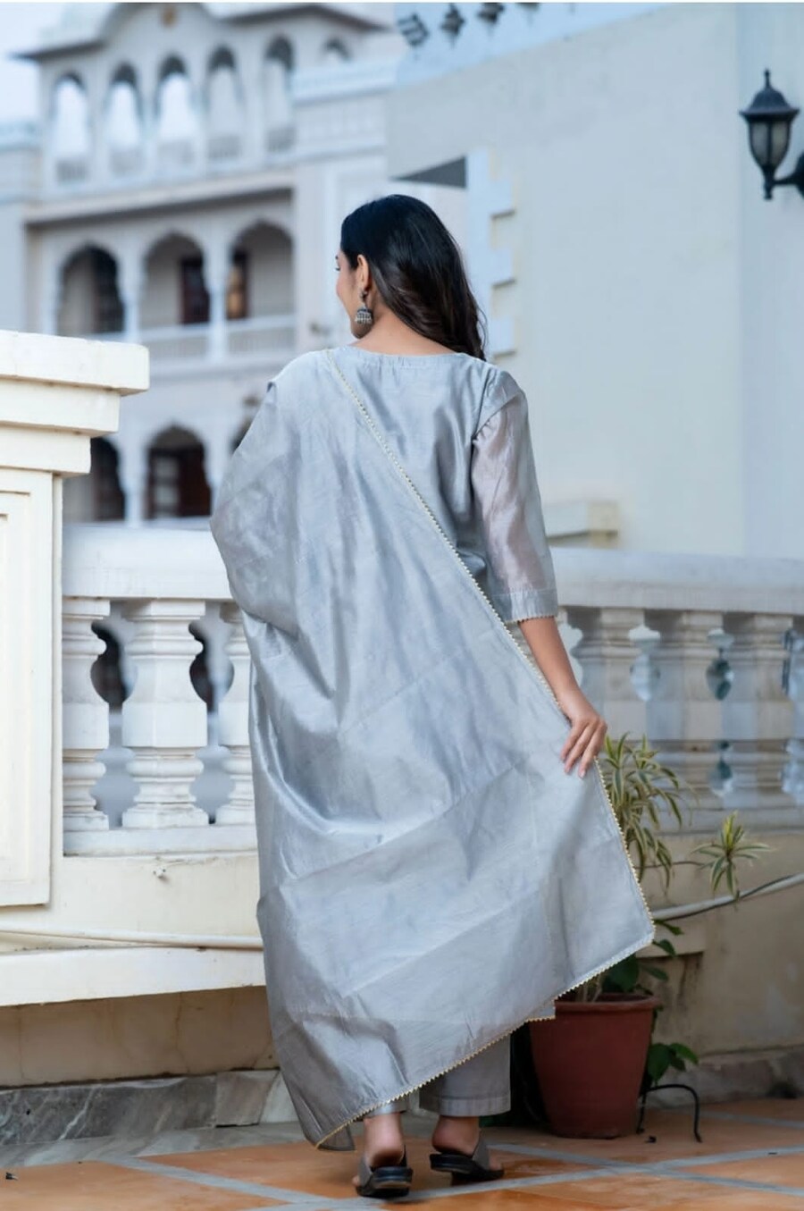 NEW ARRIVAL ROMAN SILK FANCY LACE BORDER WORK TOP BOTTOM WITH DUPATTA FESTIVAL WEAR WHOLESALE PRICE ETHNIC GARMENT (17)