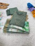 NEW ARRIVAL ROMAN SILK SOFT HANDWORK TOP BOTTOM WITH DUPATTA OFFICE WEAR WHOLESALE PRICE ETHNIC GARMENT (18)