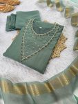 NEW ARRIVAL ROMAN SILK SOFT HANDWORK TOP BOTTOM WITH DUPATTA OFFICE WEAR WHOLESALE PRICE ETHNIC GARMENT (18)