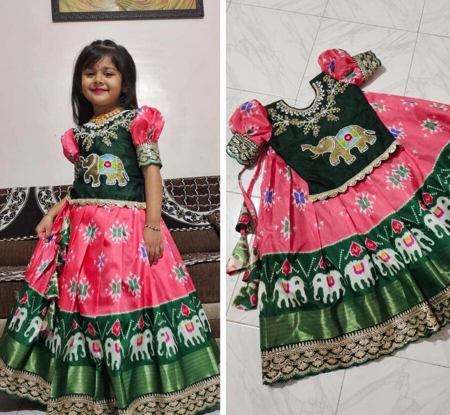 NEW ARRIVAL SILK DIGITAL PRINT WITH EMBROIDERY CUTWORK LACE BORDER WORK KID'S TOP LEHENGA FESTIVE WEAR WHOLESALE PRICE ETHNIC GARMENT (1)