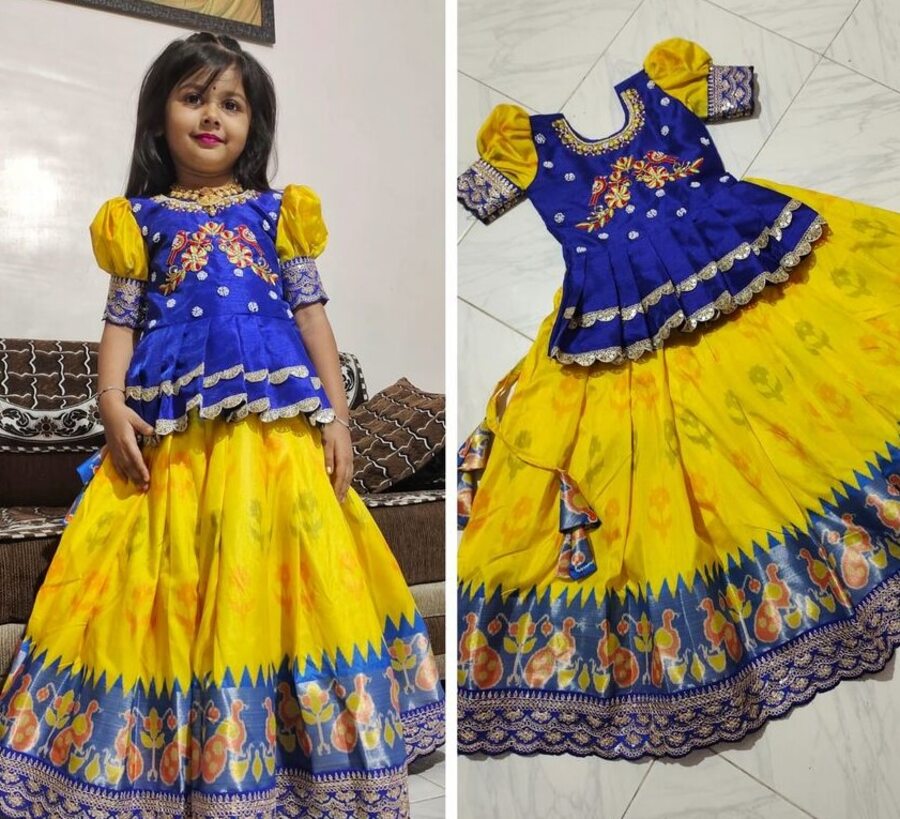 NEW ARRIVAL SILK DIGITAL PRINT WITH EMBROIDERY CUTWORK LACE BORDER WORK KID'S TOP LEHENGA FESTIVE WEAR WHOLESALE PRICE ETHNIC GARMENT (2)