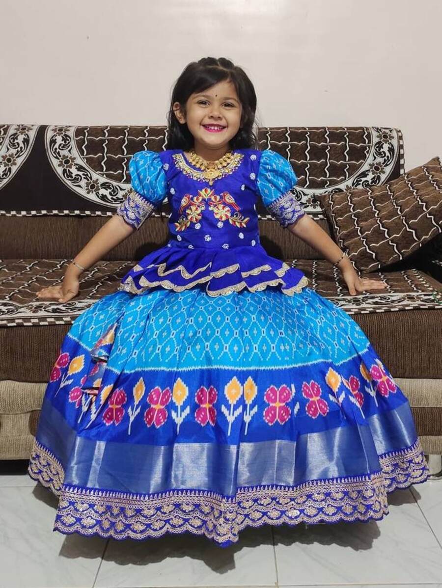 NEW ARRIVAL SILK DIGITAL PRINT WITH EMBROIDERY CUTWORK LACE BORDER WORK KID'S TOP LEHENGA FESTIVE WEAR WHOLESALE PRICE ETHNIC GARMENT (4)
