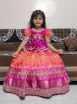NEW ARRIVAL SILK DIGITAL PRINT WITH EMBROIDERY CUTWORK LACE BORDER WORK KID'S TOP LEHENGA RANI
