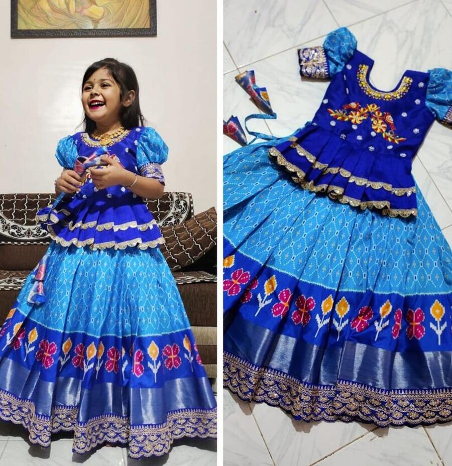 NEW ARRIVAL SILK DIGITAL PRINT WITH EMBROIDERY CUTWORK LACE BORDER WORK KID'S TOP LEHENGA FESTIVE WEAR WHOLESALE PRICE ETHNIC GARMENT (8)