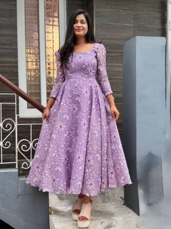 NEW ARRIVAL SOFT COTTON PRINTED DRESS LAVENDER