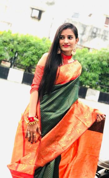 NEW ARRIVAL SOFT LICHI SILK CLOTH JACQUARD WORK  SAREE WITH UNSTITCHED BLOUSE  GREEN