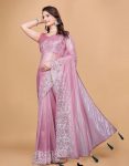 NEW ARRIVAL TWILL NET MULTI WORK PIPING LATKAN SAREE WITH UNSTITCHED BLOUSE PARTY WEAR WHOLESALE PRICE ETHNIC GARMENT (26)
