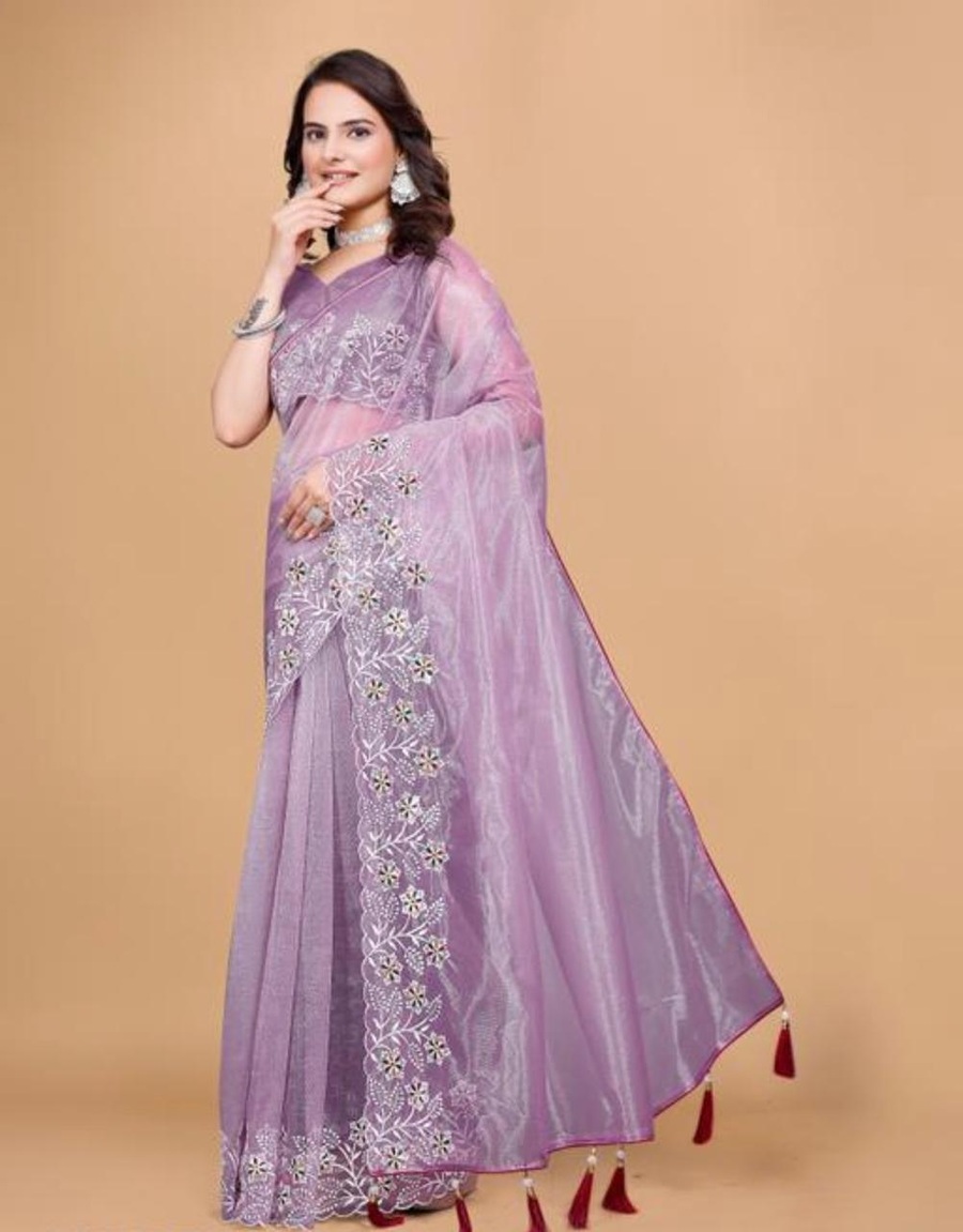 NEW ARRIVAL TWILL NET MULTI WORK PIPING LATKAN SAREE WITH UNSTITCHED BLOUSE PARTY WEAR WHOLESALE PRICE ETHNIC GARMENT (28)