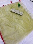NEW ARRIVAL TWILL NET MULTI WORK PIPING LATKAN SAREE WITH UNSTITCHED BLOUSE PARTY WEAR WHOLESALE PRICE ETHNIC GARMENT (32)