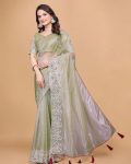 NEW ARRIVAL TWILL NET MULTI WORK PIPING LATKAN SAREE WITH UNSTITCHED BLOUSE PARTY WEAR WHOLESALE PRICE ETHNIC GARMENT (32)
