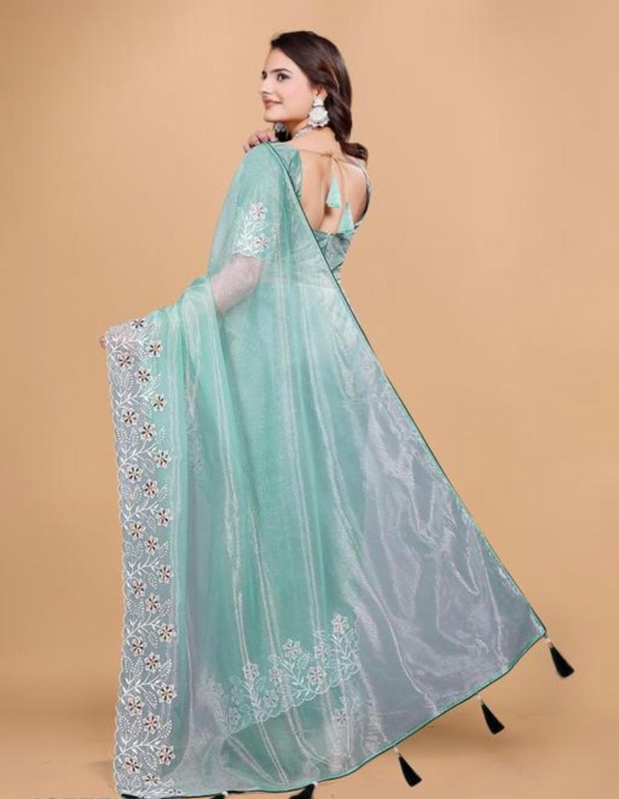 NEW ARRIVAL TWILL NET MULTI WORK PIPING LATKAN SAREE WITH UNSTITCHED BLOUSE PARTY WEAR WHOLESALE PRICE ETHNIC GARMENT (38)