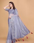 NEW ARRIVAL TWILL NET MULTI WORK PIPING LATKAN SAREE WITH UNSTITCHED BLOUSE PARTY WEAR WHOLESALE PRICE ETHNIC GARMENT (40)
