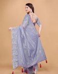 NEW ARRIVAL TWILL NET MULTI WORK PIPING LATKAN SAREE WITH UNSTITCHED BLOUSE PARTY WEAR WHOLESALE PRICE ETHNIC GARMENT (40)