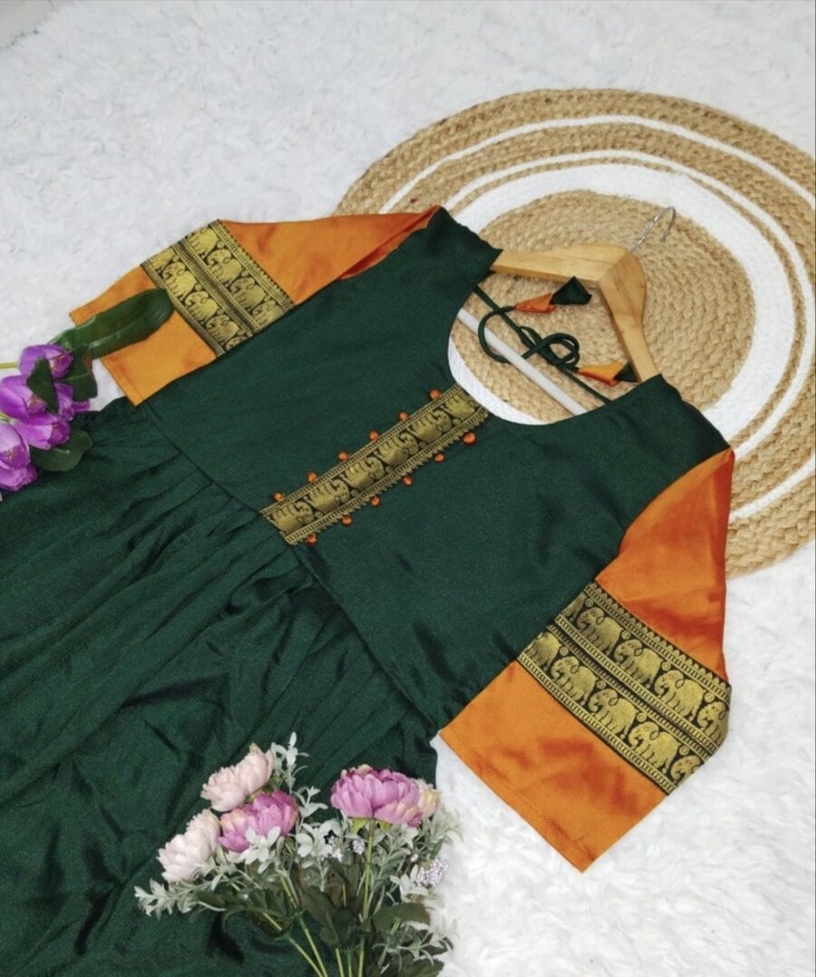 NEW ARRIVAL VICHITRA SILK JACQUARD LACE BORDER WORK ANARAKALI GOWN FESTIVE WEAR WHOLESALE PRICE ETHNIC GARMENT (7)