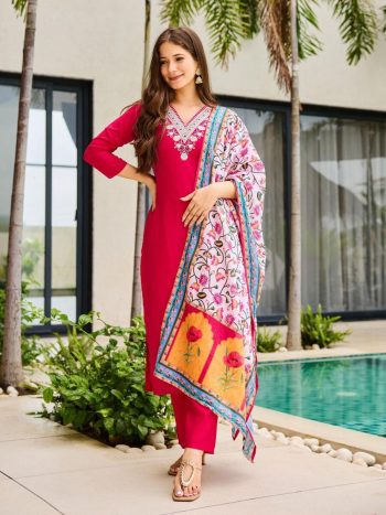 NEW ARRIVAL VISCOSE RAYON SEQUENCE EMBROIDERY WORK TOP BOTTOM WITH DUPATTA RANI