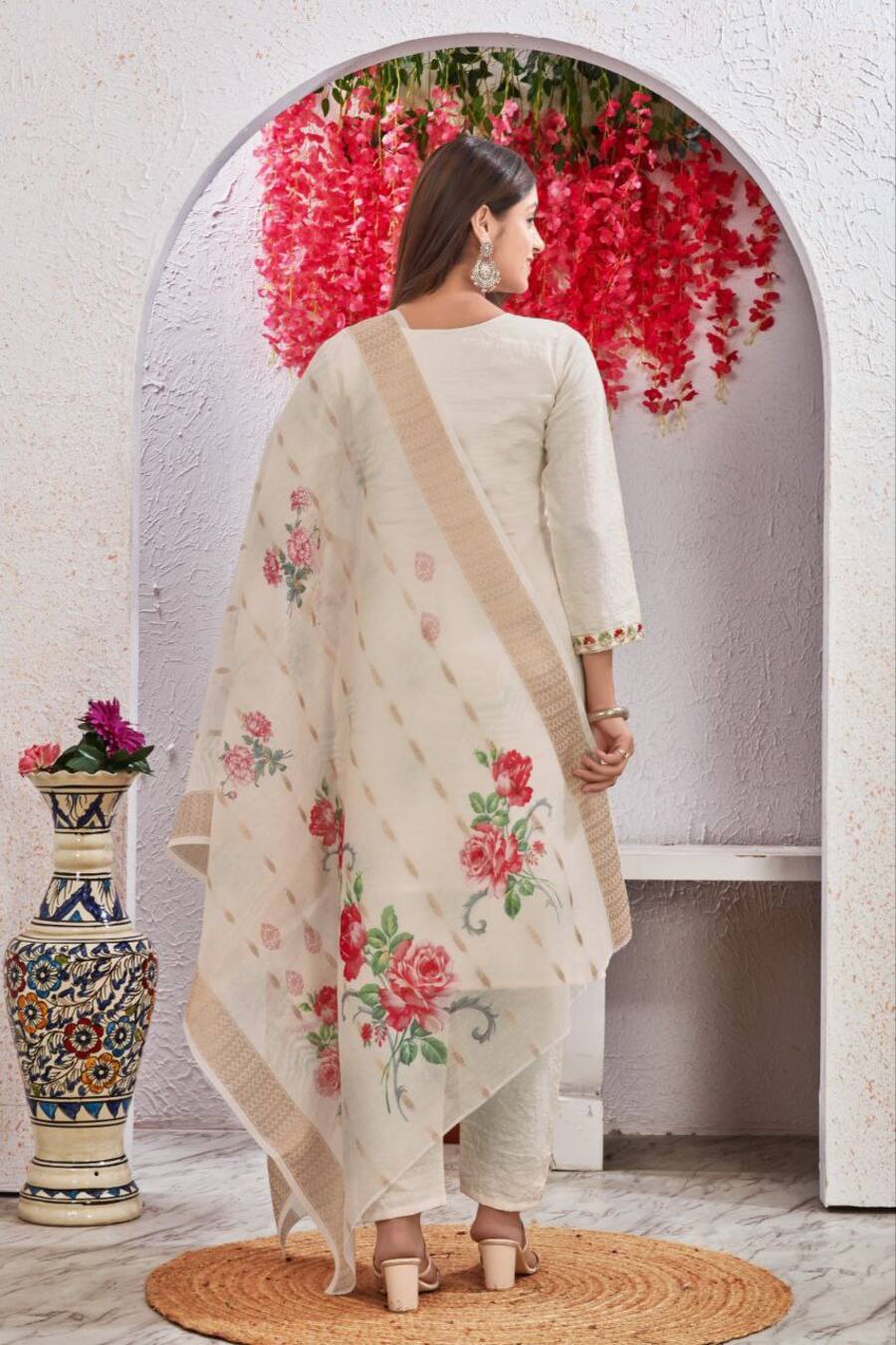 NEW ARRIVAL VISCOSE SEQUENCE CODING EMBROIDERY & AARI HANDWORK TOP BOTTOM WITH DUPATTA OFFICE WEAR WHOLESALE PRICE ETHNIC GARMENT (7)