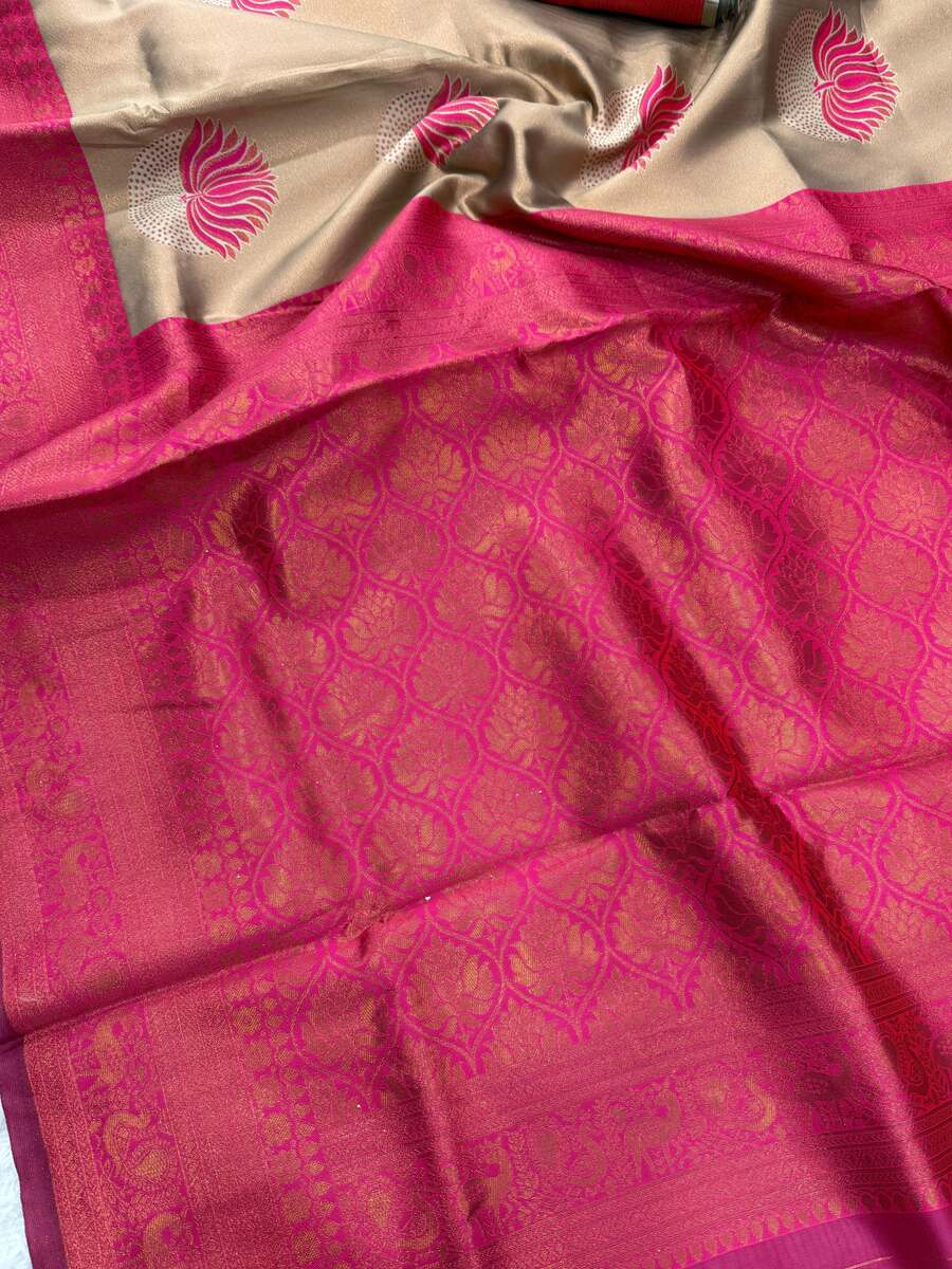 RICH LOOK BANARASI SILK FLOWERS AND MINA DESIGN AND ZARI WEAVING WORK SAREE WITH UNSTITCHED BLOUSE FESTIVE WEAR WHOLESALE PRICE ETHNIC GARMENT (11)