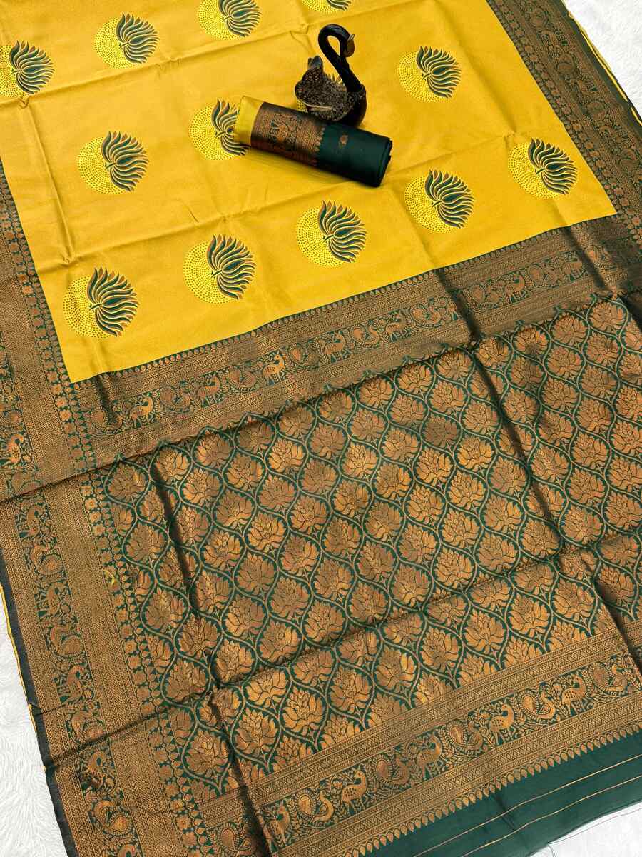 RICH LOOK BANARASI SILK FLOWERS AND MINA DESIGN AND ZARI WEAVING WORK SAREE WITH UNSTITCHED BLOUSE FESTIVE WEAR WHOLESALE PRICE ETHNIC GARMENT (21)