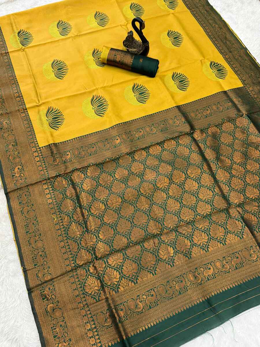 RICH LOOK BANARASI SILK FLOWERS AND MINA DESIGN AND ZARI WEAVING WORK SAREE WITH UNSTITCHED BLOUSE FESTIVE WEAR WHOLESALE PRICE ETHNIC GARMENT (22)