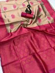 RICH LOOK BANARASI SILK FLOWERS AND MINA DESIGN AND ZARI WEAVING WORK SAREE WITH UNSTITCHED BLOUSE FESTIVE WEAR WHOLESALE PRICE ETHNIC GARMENT (7)