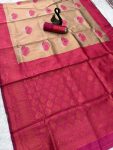 RICH LOOK BANARASI SILK FLOWERS AND MINA DESIGN AND ZARI WEAVING WORK SAREE WITH UNSTITCHED BLOUSE FESTIVE WEAR WHOLESALE PRICE ETHNIC GARMENT (7)