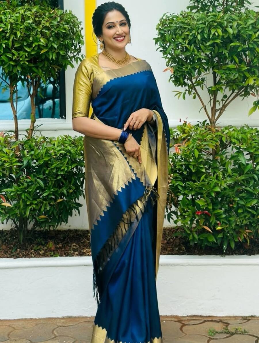 RICH LOOK BANARASI SOFT SILK WEAVING BORDER WORK SAREE WITH UNSTITCHED BLOUSE PARTY WEAR WHOLESALE PRICE ETHNIC GARMENT (2)
