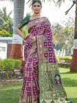 RICH LOOK BANARASI SOFT SILK WEAVING WORK SAREE WITH UNSTITCHED BLOUSE PURPLE