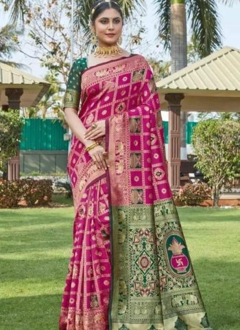 RICH LOOK BANARASI SOFT SILK WEAVING WORK SAREE WITH UNSTITCHED BLOUSE RANI