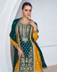 RICH LOOK CHINON EMBROIDERY WORK TOP PALAZZO WITH DUPATTA PARTY WEAR WHOLESALE PRICE ETHNIC GARMENT (3)