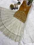 RICH LOOK CHINON MULTI NEEDLE EMBROIDERY WORK WITH SEQUENCE AND ZARI WORK TOP LEHENGA WITH DUPATTA WEDDING WEAR WHOLESALE PRICE ETHNIC GARMENT (3)