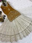 RICH LOOK CHINON MULTI NEEDLE EMBROIDERY WORK WITH SEQUENCE AND ZARI WORK TOP LEHENGA WITH DUPATTA WEDDING WEAR WHOLESALE PRICE ETHNIC GARMENT (3)