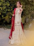 RICH LOOK CHINON SEQUENCE EMBROIDERY WITH  LACE WORK TOP SHARARA WITH DUPATTA  WHITE