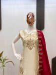 RICH LOOK CHINON SEQUENCE EMBROIDERY WITH LACE WORK TOP SHARARA WITH DUPATTA PARTY WEAR WHOLESALE PRICE ETHNIC GARMENT (4)