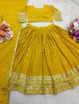 RICH LOOK CHINON SILK EMBROIDERY SEQUENCE WORK LEHENGA CHOLI WITH DUPATTA WEDDING WEAR WHOLESALE PRICE ETHNIC GARMENT (10)