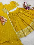 RICH LOOK CHINON SILK EMBROIDERY SEQUENCE WORK LEHENGA CHOLI WITH DUPATTA WEDDING WEAR WHOLESALE PRICE ETHNIC GARMENT (10)