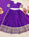 RICH LOOK CHINON SILK EMBROIDERY SEQUENCE WORK LEHENGA CHOLI WITH DUPATTA WEDDING WEAR WHOLESALE PRICE ETHNIC GARMENT (3)