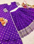 RICH LOOK CHINON SILK EMBROIDERY SEQUENCE WORK LEHENGA CHOLI WITH DUPATTA WEDDING WEAR WHOLESALE PRICE ETHNIC GARMENT (3)