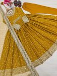 RICH LOOK CHINON SILK EMBROIDERY SEQUENEC WORK GOWN BOTTOM WITH DUPATTA PARTY WEAR WHOLESALE PRICE ETHNIC GARMENT (1)