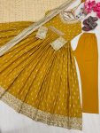 RICH LOOK CHINON SILK EMBROIDERY SEQUENEC WORK GOWN BOTTOM WITH DUPATTA PARTY WEAR WHOLESALE PRICE ETHNIC GARMENT (1)