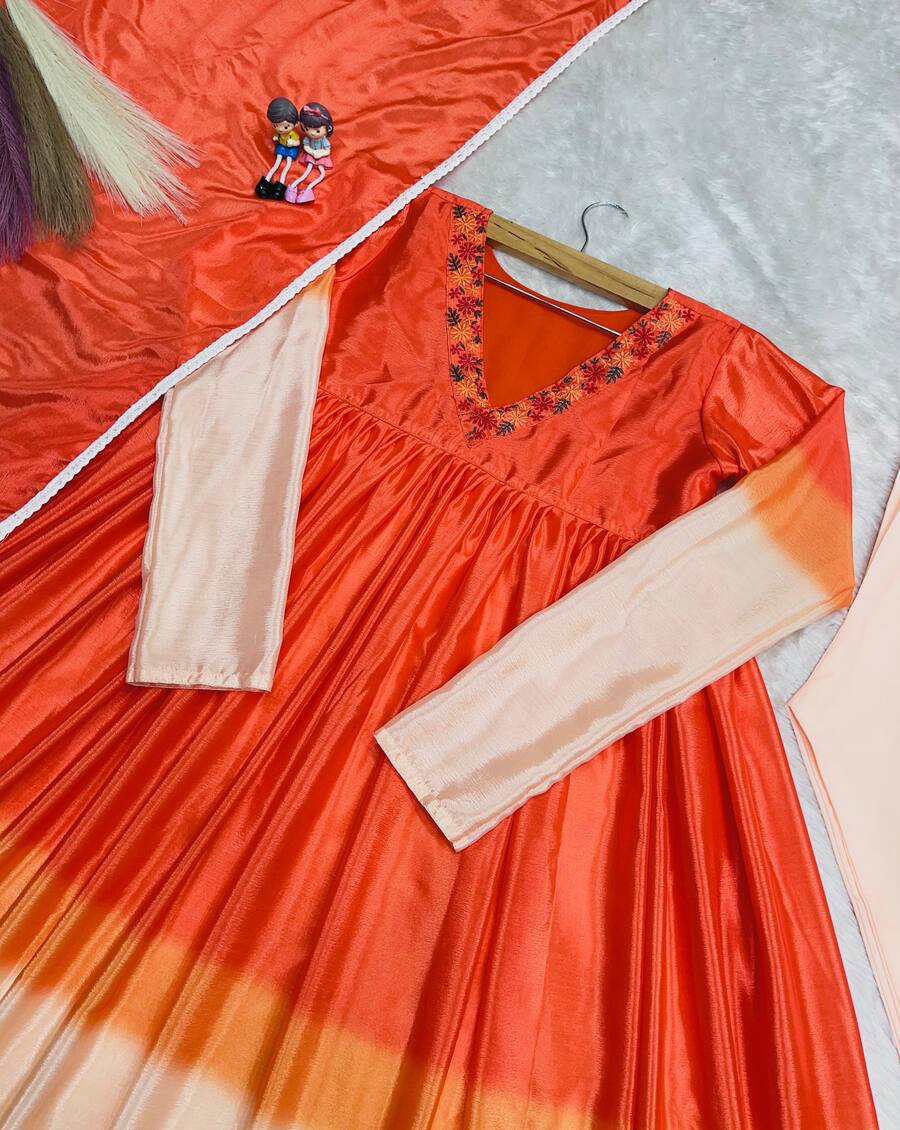 RICH LOOK CHINON SILK EMBROIDERY WORK WITH PRINTED WORK ALIA CUT GOWN BOTTOM WITH DUPATTA CASUAL WEAR WHOLESALE PRICE ETHNIC GARMENT (16)