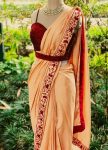 RICH LOOK DOLA SILK THREAD & STONE BORDER WORK SAREE WITH UNSTITCHED BLOUSE PARTY WEAR WHOLESALE PRICE ETHNIC GARMENT (2)