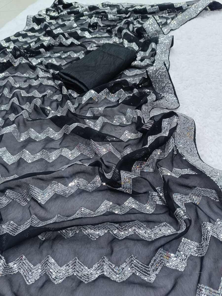 RICH LOOK EMBROIDERY SEQUENCE WORK WITH SEQUENCE LACE WORK SAREE WITH UNSTITCHED BLOUSE PARTY WEAR WHOLESALE PRICE ETHNIC GARMENT (4)