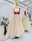 RICH LOOK FAUX GEORGETTE FLOWER PRINTS WORK GOWN KOTI WITH DUPATTA PARTY WEAR WHOLESALE PRICE ETHNIC GARMENT (3)