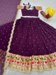 RICH LOOK GEORGETTE EMBROIDERY SEQUENCE WORK LEHENGA CHOLI WITH DUPATTA FUNCTIONAL WEAR WHOLESALE PRICE ETHNIC GARMENT (3)