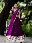 RICH LOOK GEORGETTE EMBROIDERY SEQUENCE WORK LEHENGA CHOLI WITH DUPATTA PURPLE