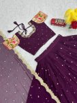 RICH LOOK GEORGETTE EMBROIDERY SEQUENCE WORK LEHENGA CHOLI WITH DUPATTA FUNCTIONAL WEAR WHOLESALE PRICE ETHNIC GARMENT (3)